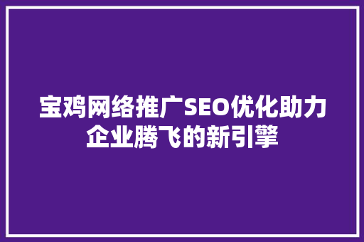 宝鸡网络推广SEO优化助力企业腾飞的新引擎