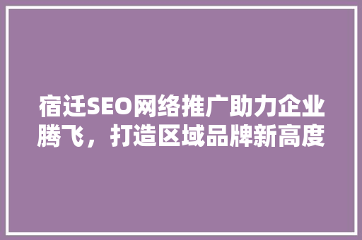 宿迁SEO网络推广助力企业腾飞，打造区域品牌新高度