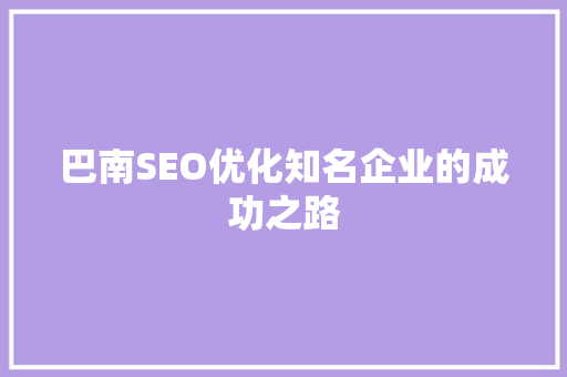 巴南SEO优化知名企业的成功之路