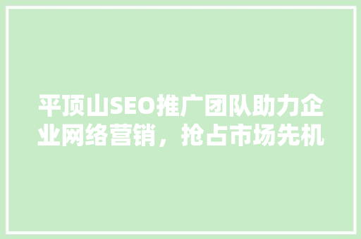 平顶山SEO推广团队助力企业网络营销，抢占市场先机