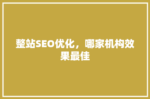 整站SEO优化，哪家机构效果最佳