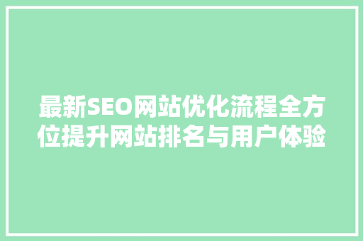 最新SEO网站优化流程全方位提升网站排名与用户体验