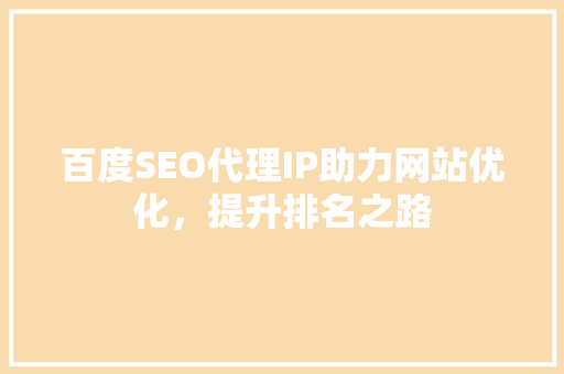 百度SEO代理IP助力网站优化，提升排名之路