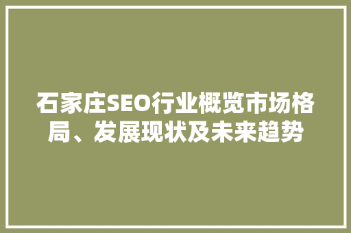石家庄SEO行业概览市场格局、发展现状及未来趋势