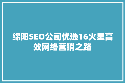 绵阳SEO公司优选16火星高效网络营销之路