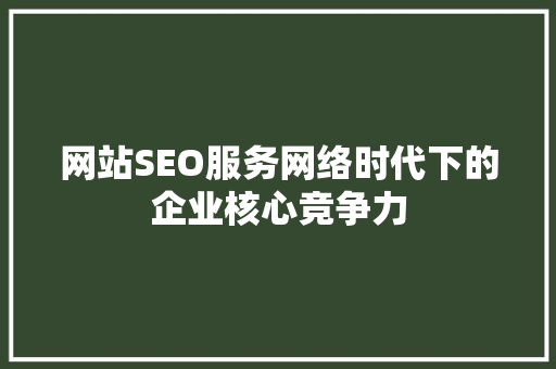 网站SEO服务网络时代下的企业核心竞争力