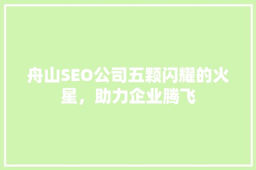 舟山SEO公司五颗闪耀的火星，助力企业腾飞