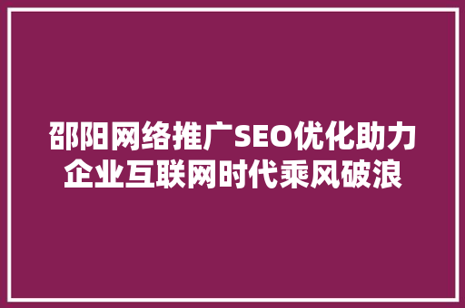 邵阳网络推广SEO优化助力企业互联网时代乘风破浪