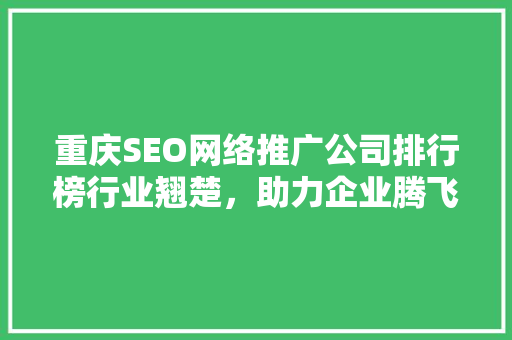 重庆SEO网络推广公司排行榜行业翘楚，助力企业腾飞