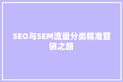 SEO与SEM流量分类精准营销之路