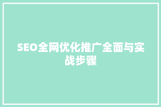 SEO全网优化推广全面与实战步骤