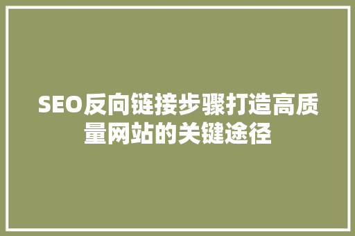 SEO反向链接步骤打造高质量网站的关键途径