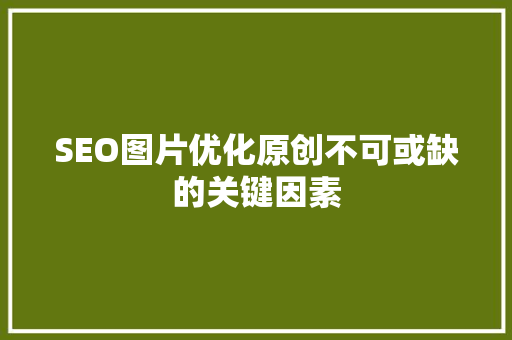 SEO图片优化原创不可或缺的关键因素
