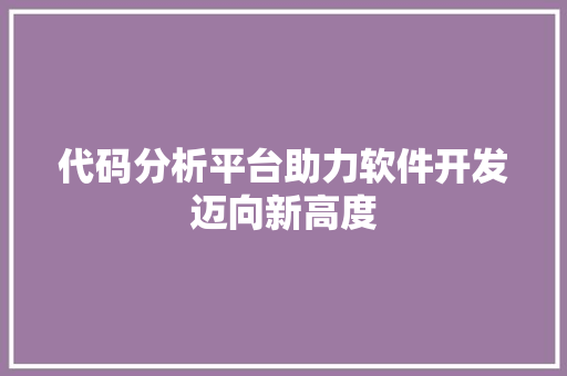 代码分析平台助力软件开发迈向新高度