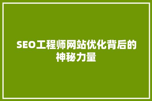 SEO工程师网站优化背后的神秘力量
