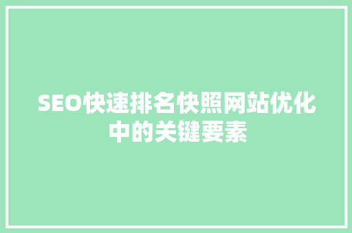 SEO快速排名快照网站优化中的关键要素