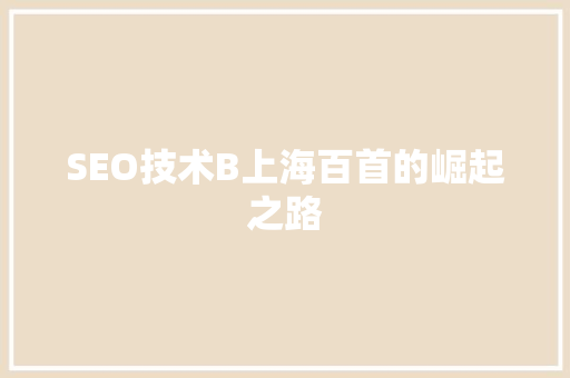 SEO技术B上海百首的崛起之路