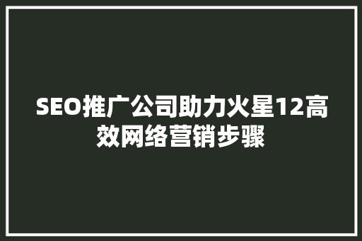 SEO推广公司助力火星12高效网络营销步骤