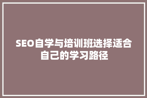 SEO自学与培训班选择适合自己的学习路径