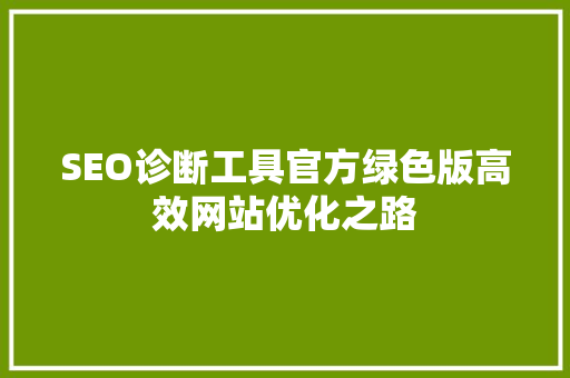 SEO诊断工具官方绿色版高效网站优化之路