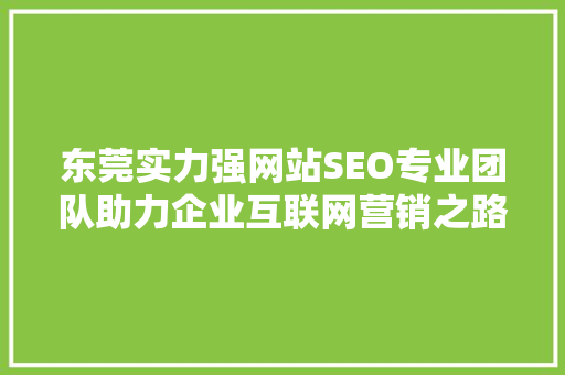 东莞实力强网站SEO专业团队助力企业互联网营销之路
