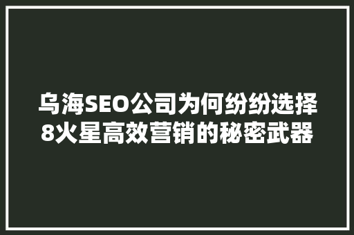 乌海SEO公司为何纷纷选择8火星高效营销的秘密武器