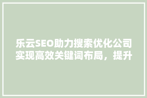 乐云SEO助力搜索优化公司实现高效关键词布局，提升网站排名