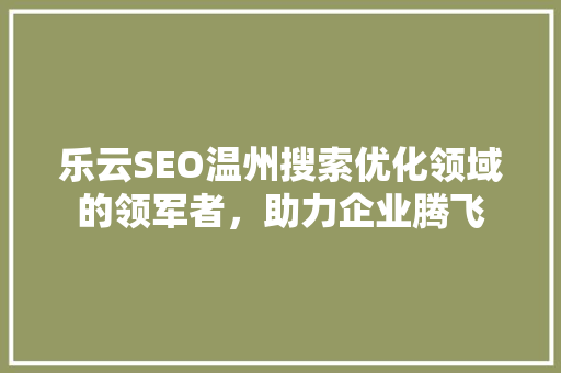 乐云SEO温州搜索优化领域的领军者，助力企业腾飞