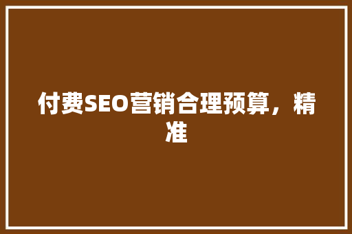 付费SEO营销合理预算，精准