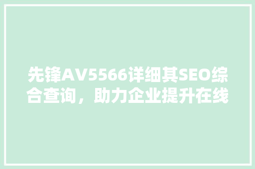 先锋AV5566详细其SEO综合查询，助力企业提升在线竞争力