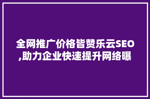 全网推广价格皆赞乐云SEO,助力企业快速提升网络曝光率