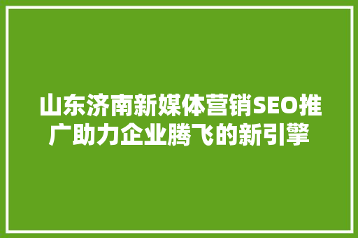 山东济南新媒体营销SEO推广助力企业腾飞的新引擎