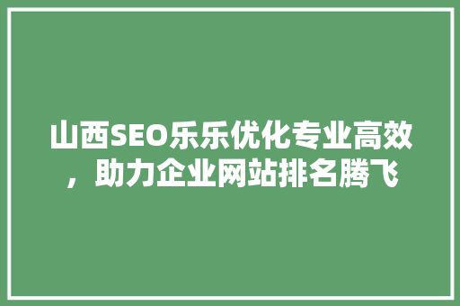 山西SEO乐乐优化专业高效，助力企业网站排名腾飞