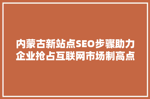 内蒙古新站点SEO步骤助力企业抢占互联网市场制高点