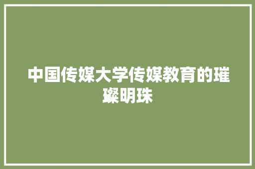 中国传媒大学传媒教育的璀璨明珠