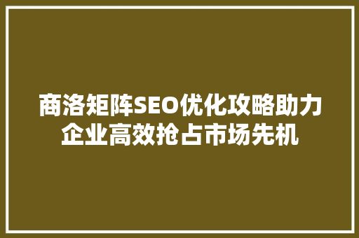 商洛矩阵SEO优化攻略助力企业高效抢占市场先机