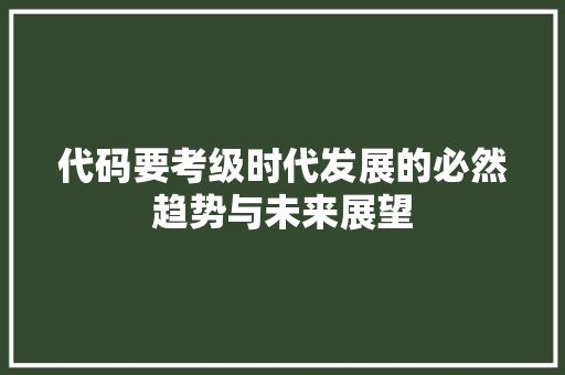 代码要考级时代发展的必然趋势与未来展望