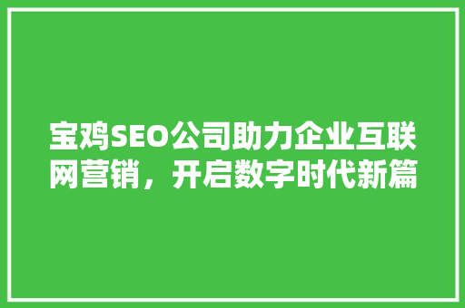 宝鸡SEO公司助力企业互联网营销，开启数字时代新篇章