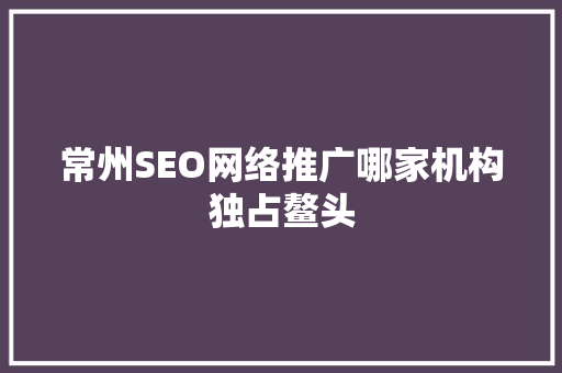 常州SEO网络推广哪家机构独占鳌头