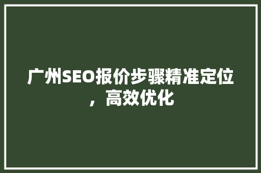 广州SEO报价步骤精准定位，高效优化