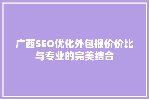 广西SEO优化外包报价价比与专业的完美结合
