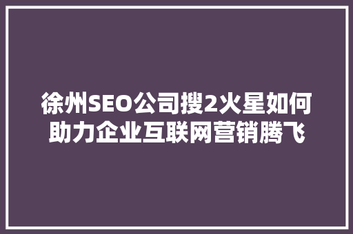 徐州SEO公司搜2火星如何助力企业互联网营销腾飞