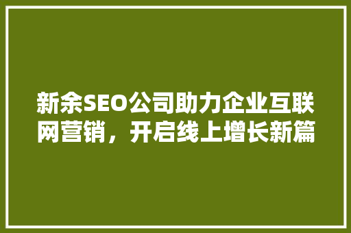新余SEO公司助力企业互联网营销，开启线上增长新篇章