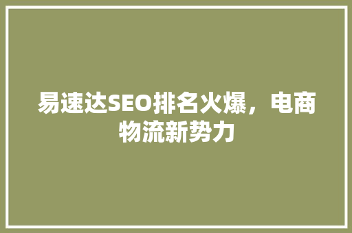 易速达SEO排名火爆，电商物流新势力