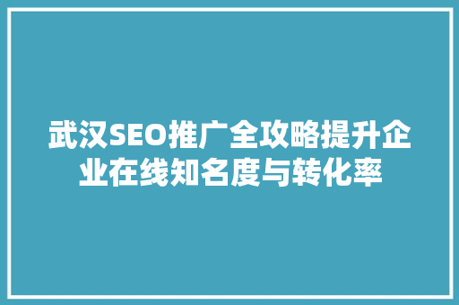 武汉SEO推广全攻略提升企业在线知名度与转化率