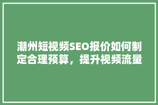 潮州短视频SEO报价如何制定合理预算，提升视频流量