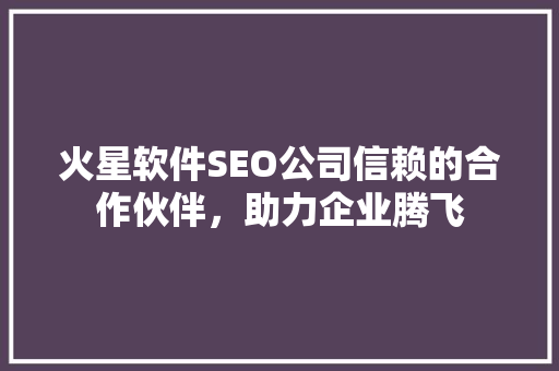 火星软件SEO公司信赖的合作伙伴，助力企业腾飞