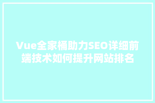 Vue全家桶助力SEO详细前端技术如何提升网站排名