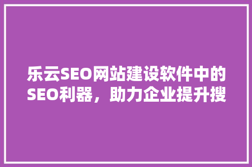 乐云SEO网站建设软件中的SEO利器，助力企业提升搜索引擎排名