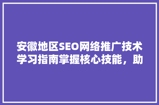 安徽地区SEO网络推广技术学习指南掌握核心技能，助力网络营销腾飞
